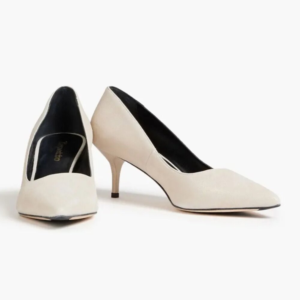 Repetto Pumps metallic suede pointed toe slip on leather sole made in italy
